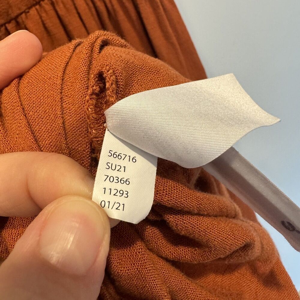 Ann Taylor Midi Dress Tiered Linen Sleeveless Rust Orange Women sz 14 Casual - Picture 6 of 11